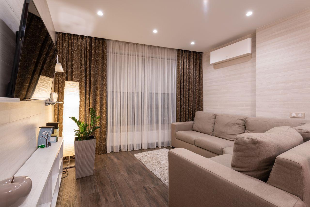 Clean, fully restored living room after professional water damage restoration